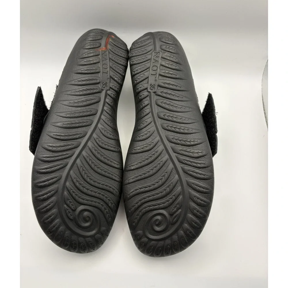 Naot Kirei Black Leather Mary Jane Comfort Shoe Women EU 35 Hook Loop Orthopedic